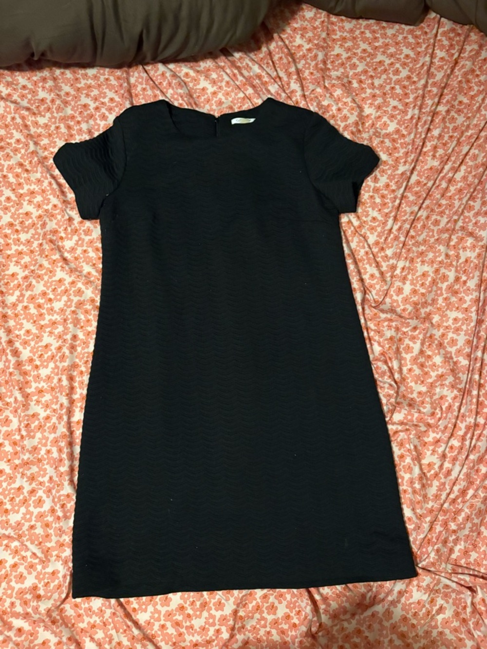 Calvin Klein Black Textured Short-Sleeve Mini Dress